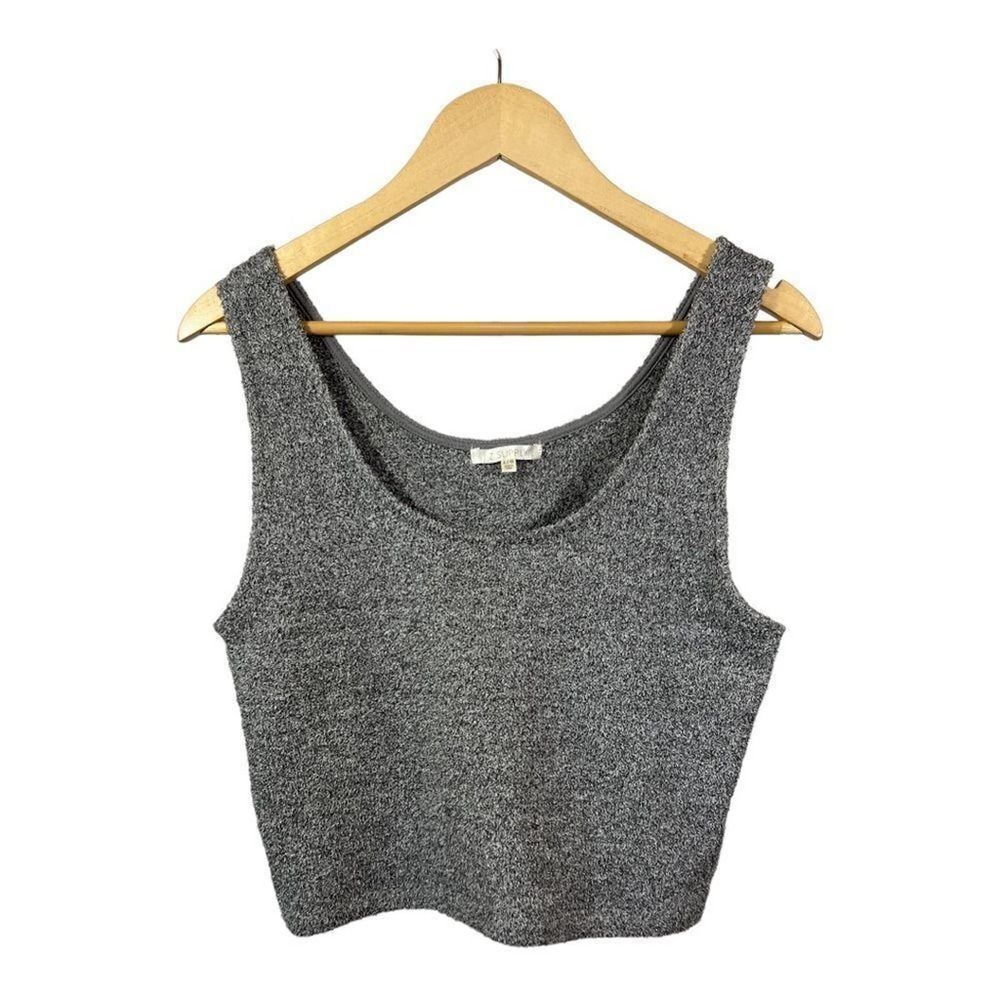 Z SUPPLY Women’s Sleeveless Cropped Textured Tank Top Marbled Gray Size Large